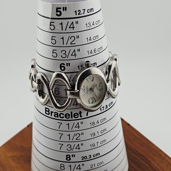 Fossil Women's Silver Tone Bubble Link Watch Retro Mod Art Deco Bold Statement - Picture 7 of 7